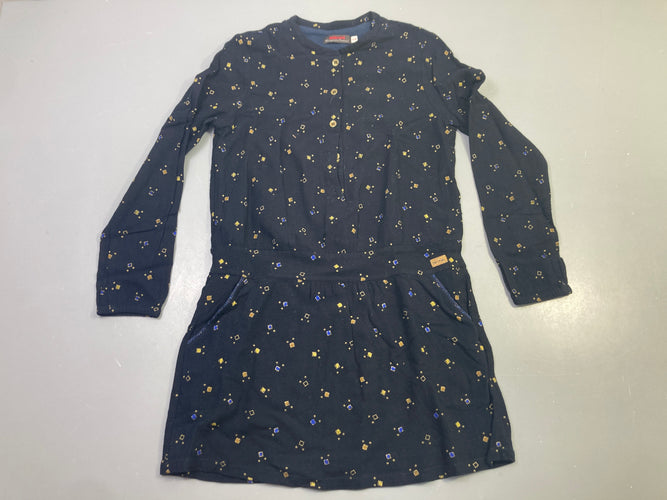 Robe m.l bleu marine à pois dorés, moins cher chez Petit Kiwi