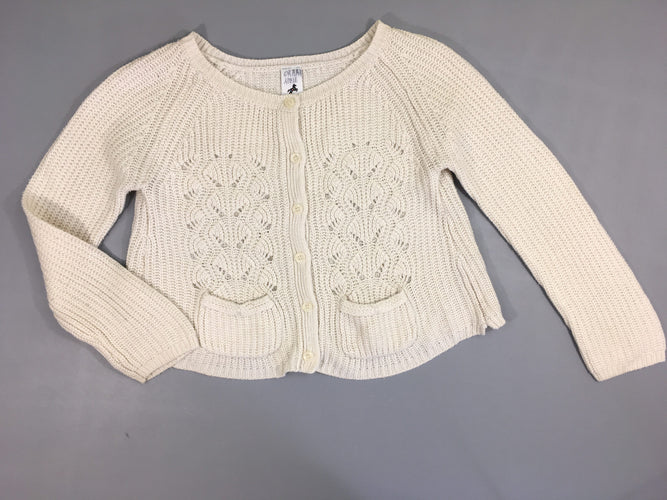 Gilet mailles blanc cassé ajouré, moins cher chez Petit Kiwi