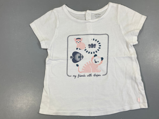 T-shirt m.c blanc animaux cadre, moins cher chez Petit Kiwi
