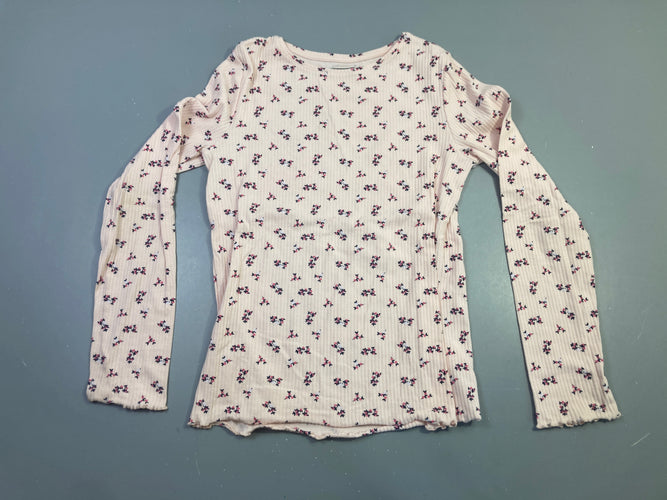 T-shirt m.l rose pâle fleuri côtelé, moins cher chez Petit Kiwi