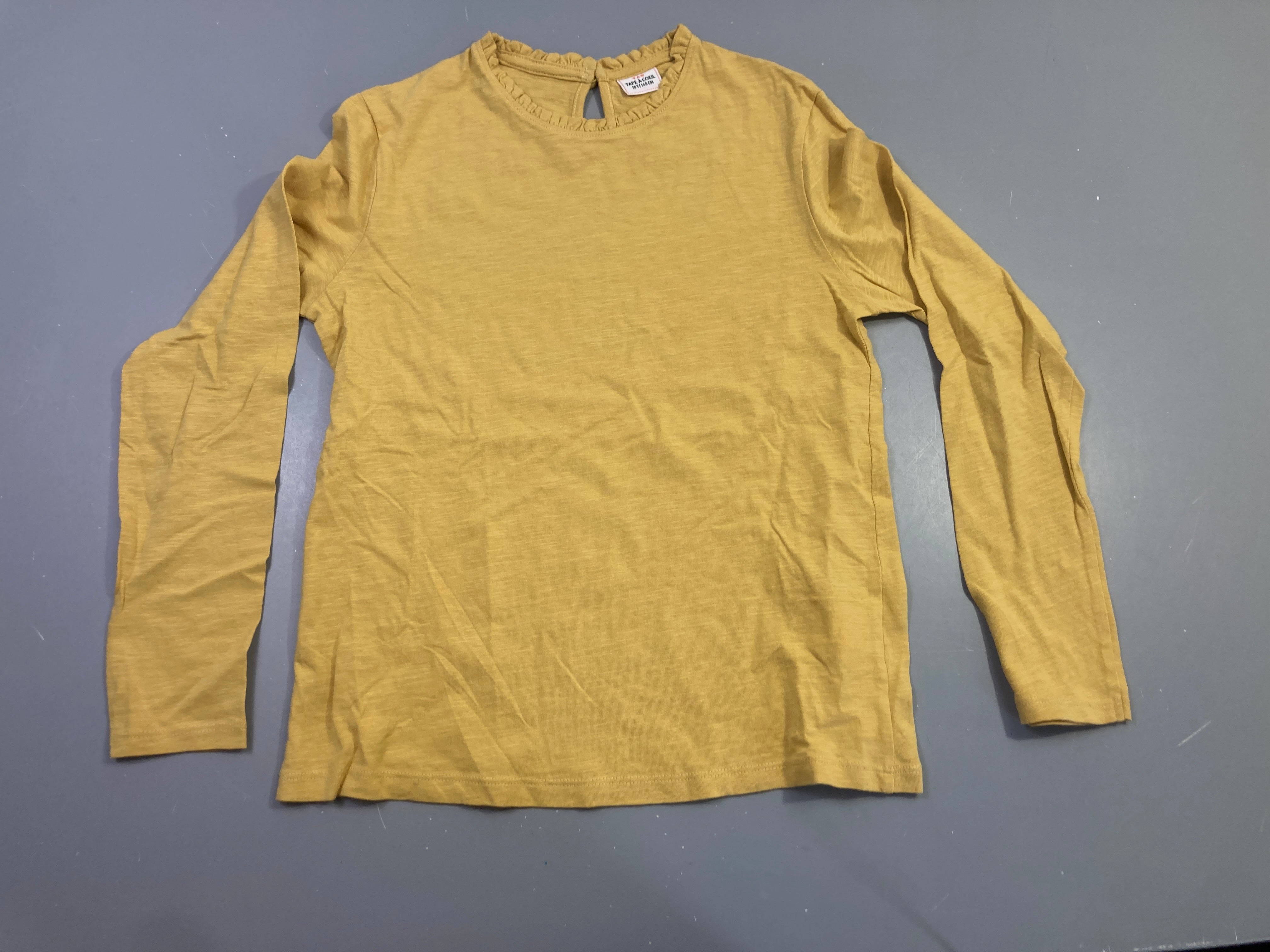 T-shirt m.l moutarde col volanté