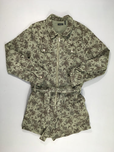 Combishort ml zippée kaki fleuri, moins cher chez Petit Kiwi