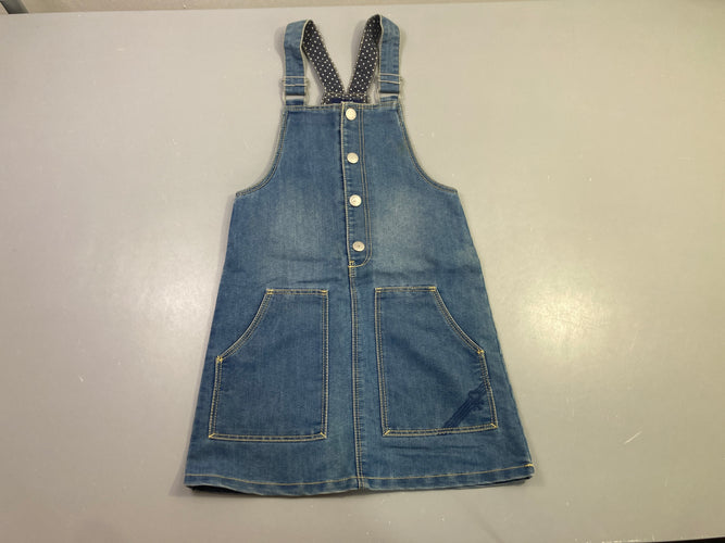 Robe salopette bleu jean effet délavé, moins cher chez Petit Kiwi