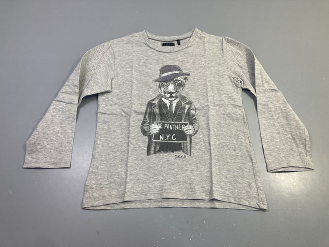 T-shirt m.l gris chiné panthère costume,-légèrement bouloché, moins cher chez Petit Kiwi