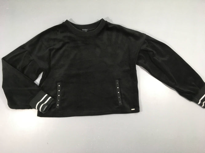 Pull velours noir fausses poches clous, moins cher chez Petit Kiwi