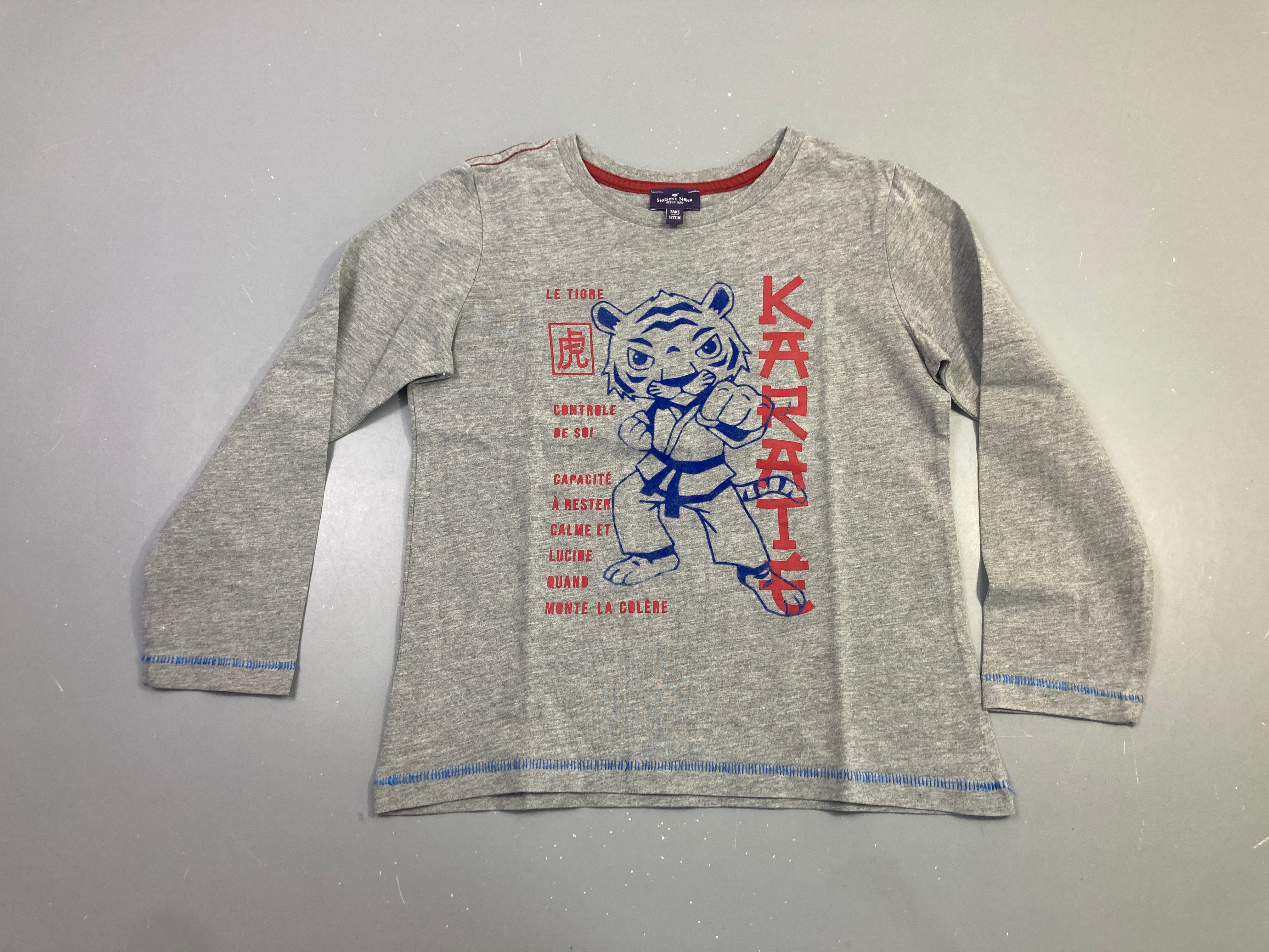 T-shirt m.l gris chiné tigre karaté