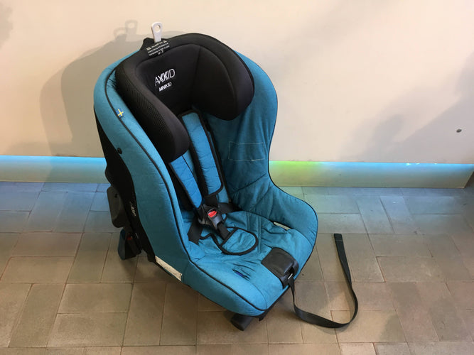 Siège-auto dos à la route, Axkid Minikid bleu, groupe 1-2 - petite trou à la housse avec manuel - Valeur neuf: 350€, moins cher chez Petit Kiwi