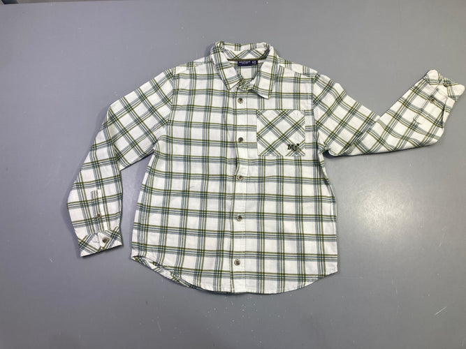 Chemise m.l blanche carreaux verts, moins cher chez Petit Kiwi