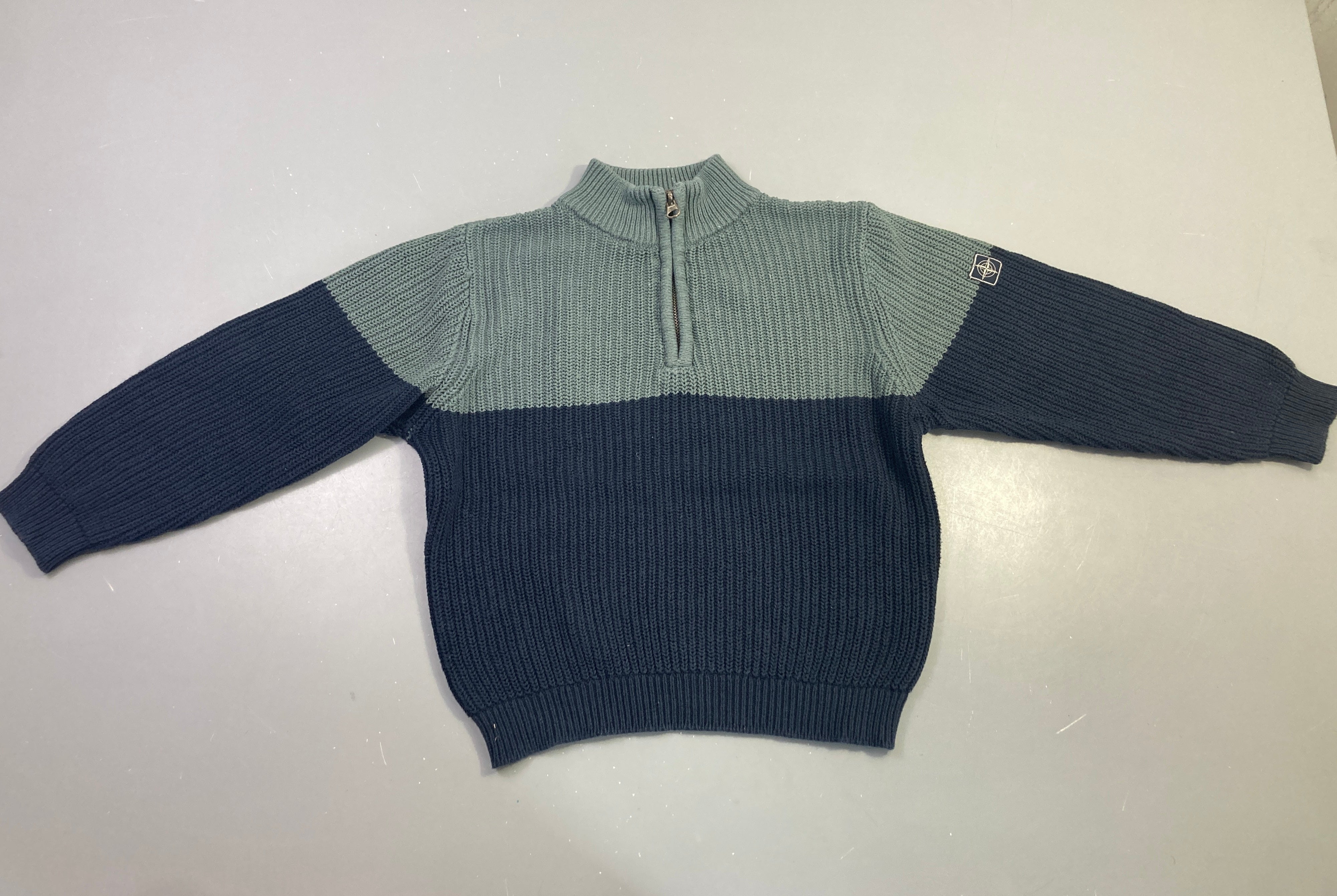 Pull col zippé eucalyptus