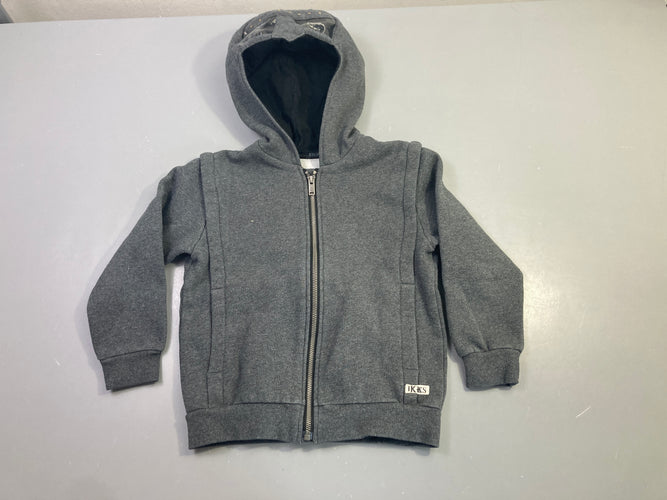 Sweat zippé capuche gris chiné Bouloché, moins cher chez Petit Kiwi