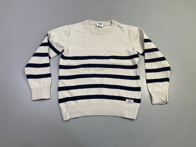 Pull rayé beige bleu marine, moins cher chez Petit Kiwi