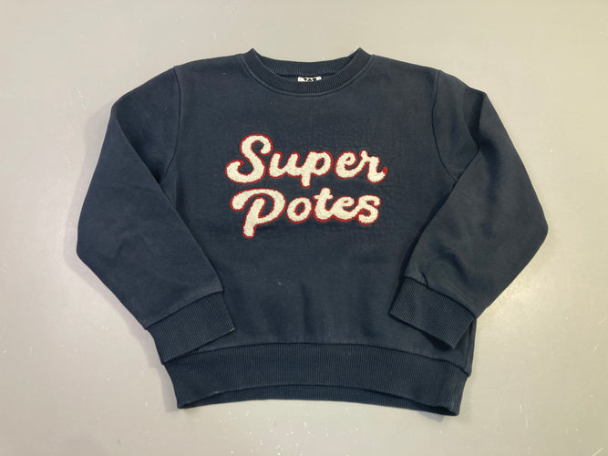 Sweat bleu marine, Super Potes, moins cher chez Petit Kiwi