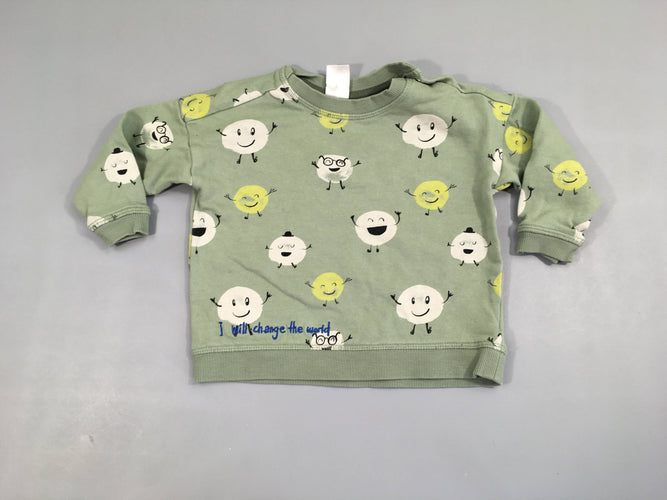 Sweat léger vert personnages, moins cher chez Petit Kiwi