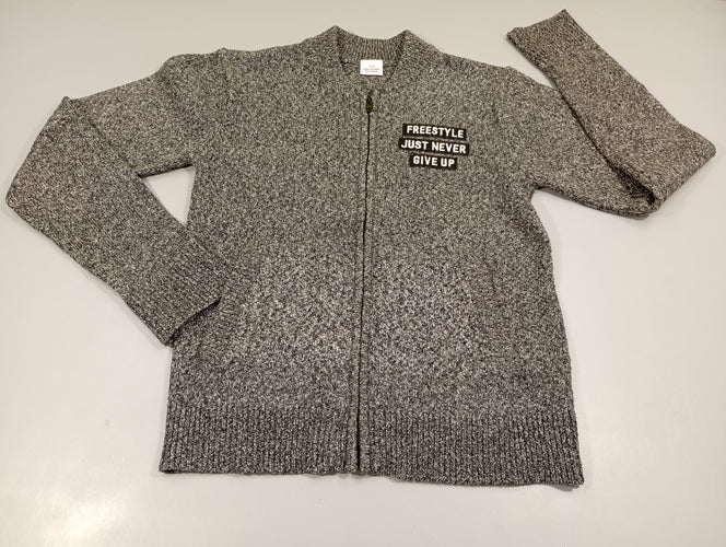 Gilet zippé gris chiné "freestyle just never give up", moins cher chez Petit Kiwi