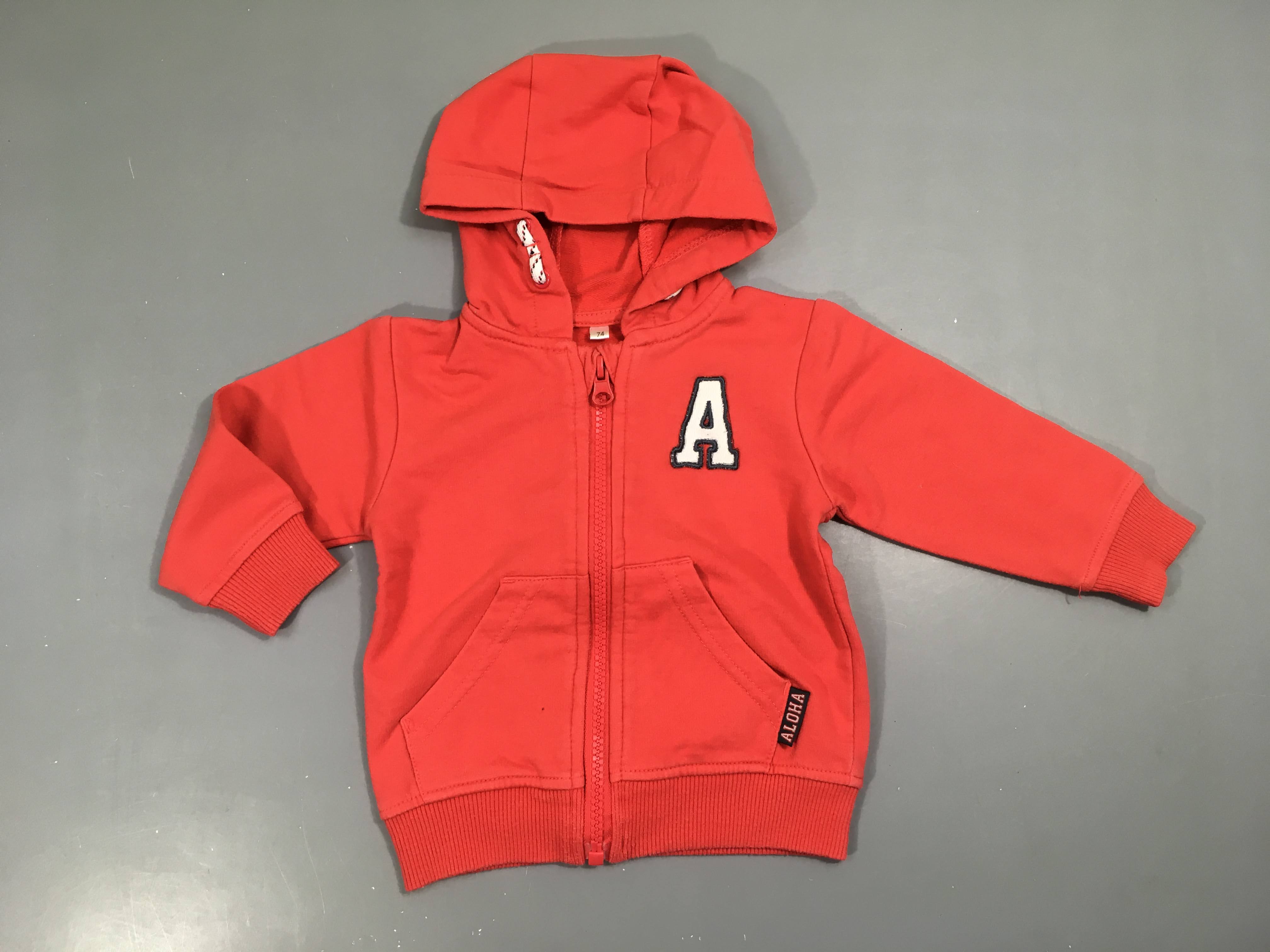 Sweat zippé à capuche rouge clair A Légèrement bouloché
