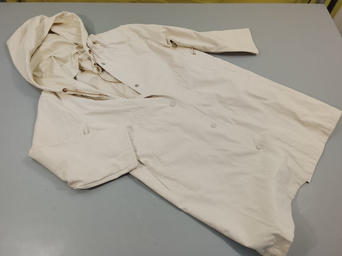 Manteau long à capuche écru, fermeture par pressions, moins cher chez Petit Kiwi