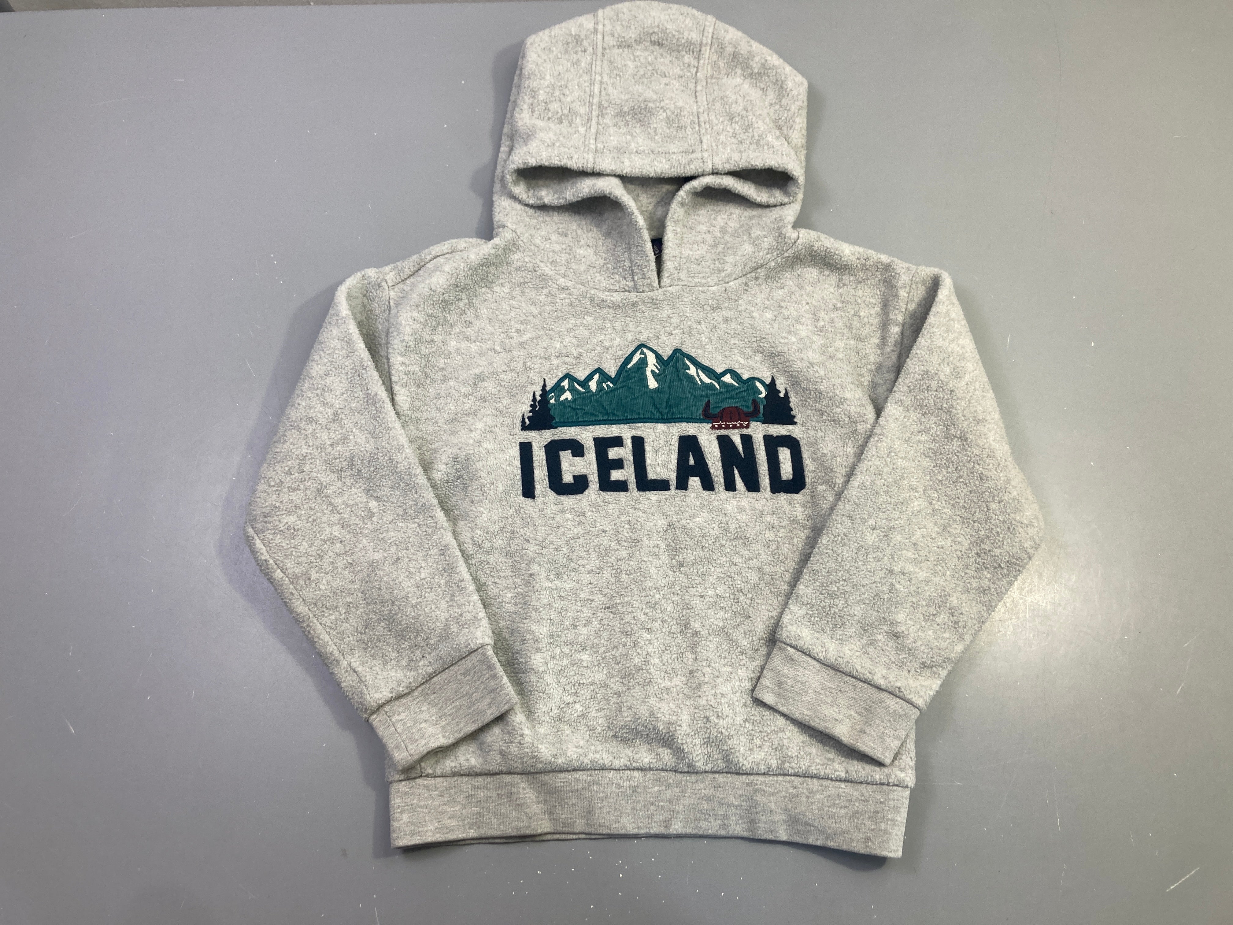 Sweat polar à capuche gris chiné Iceland montagne