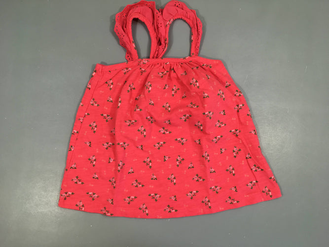 T-shirt fines bretelles rose fleuri dentelle, moins cher chez Petit Kiwi