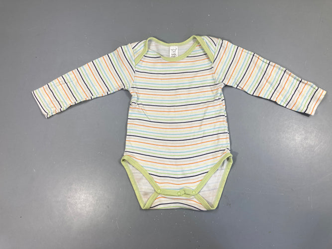Body m.l blanc rayé couleur, moins cher chez Petit Kiwi