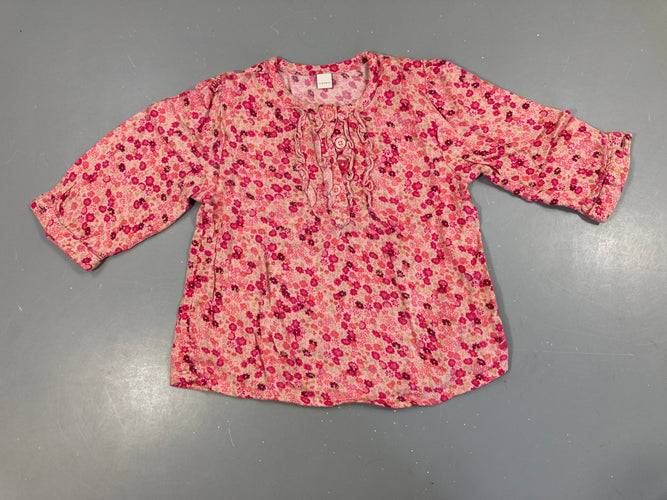 Chemise m.l rose fleuri, moins cher chez Petit Kiwi