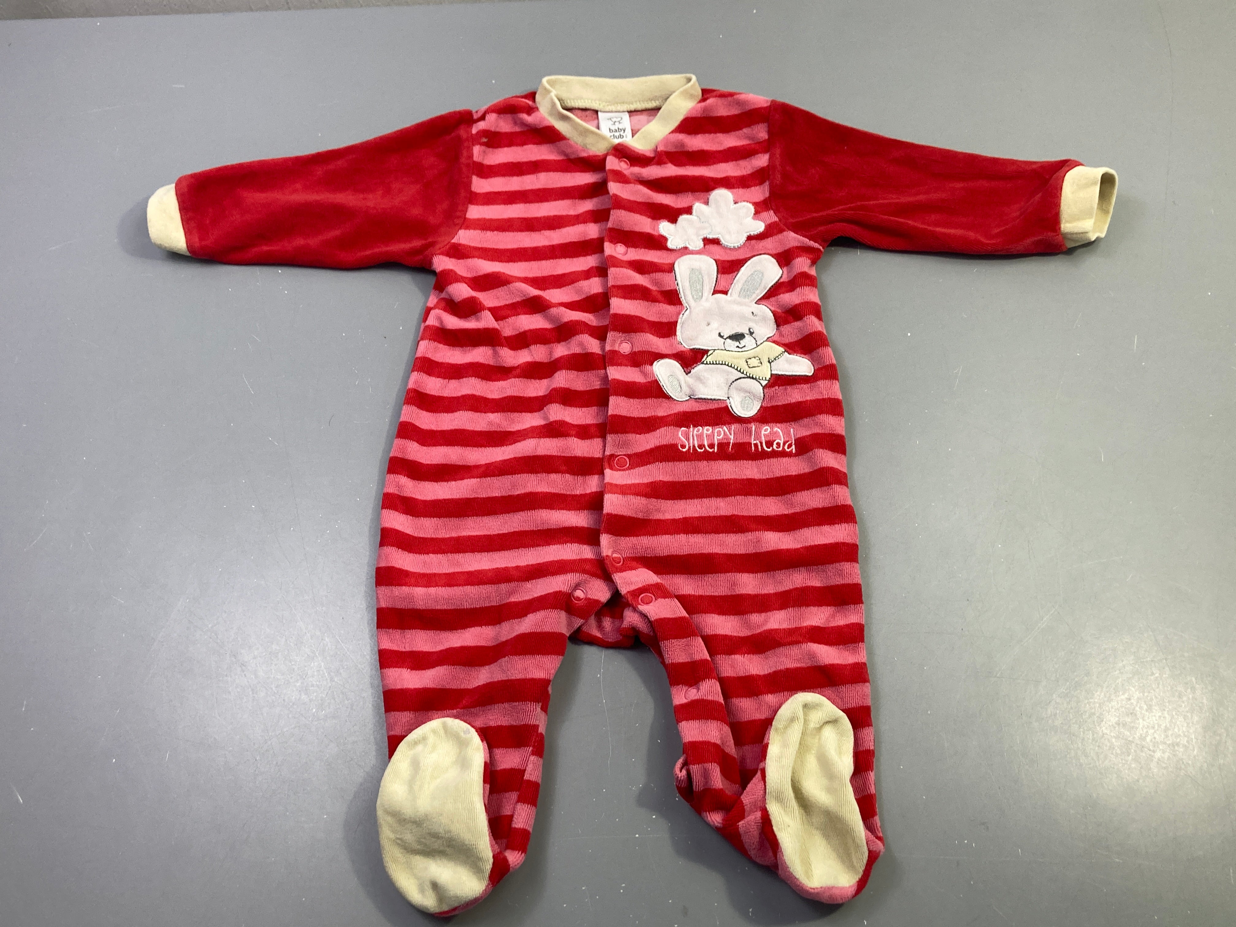 Pyjama velours rayé rouge lapin, Sleepy Head