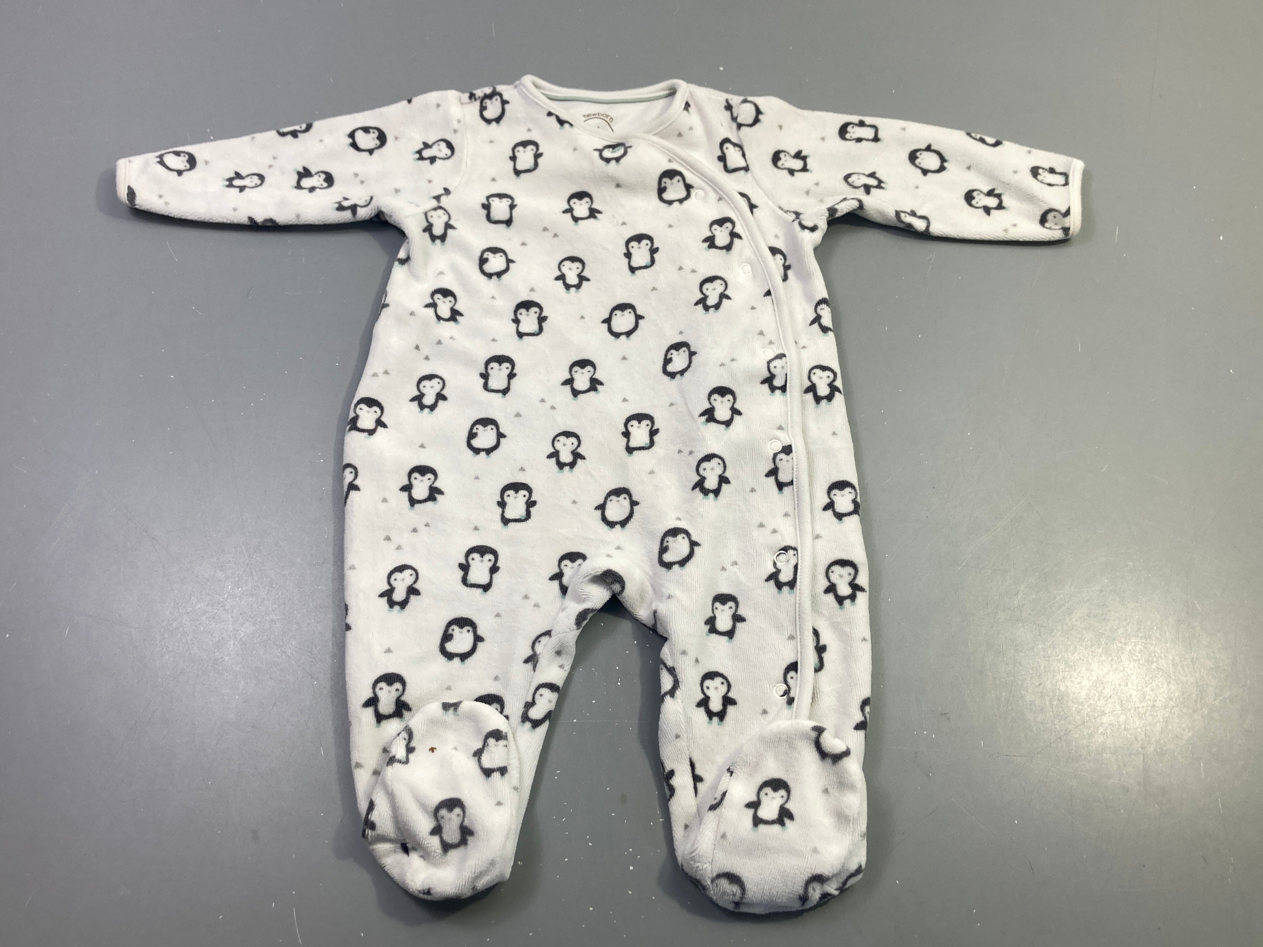 Pyjama velours écru pingouins
