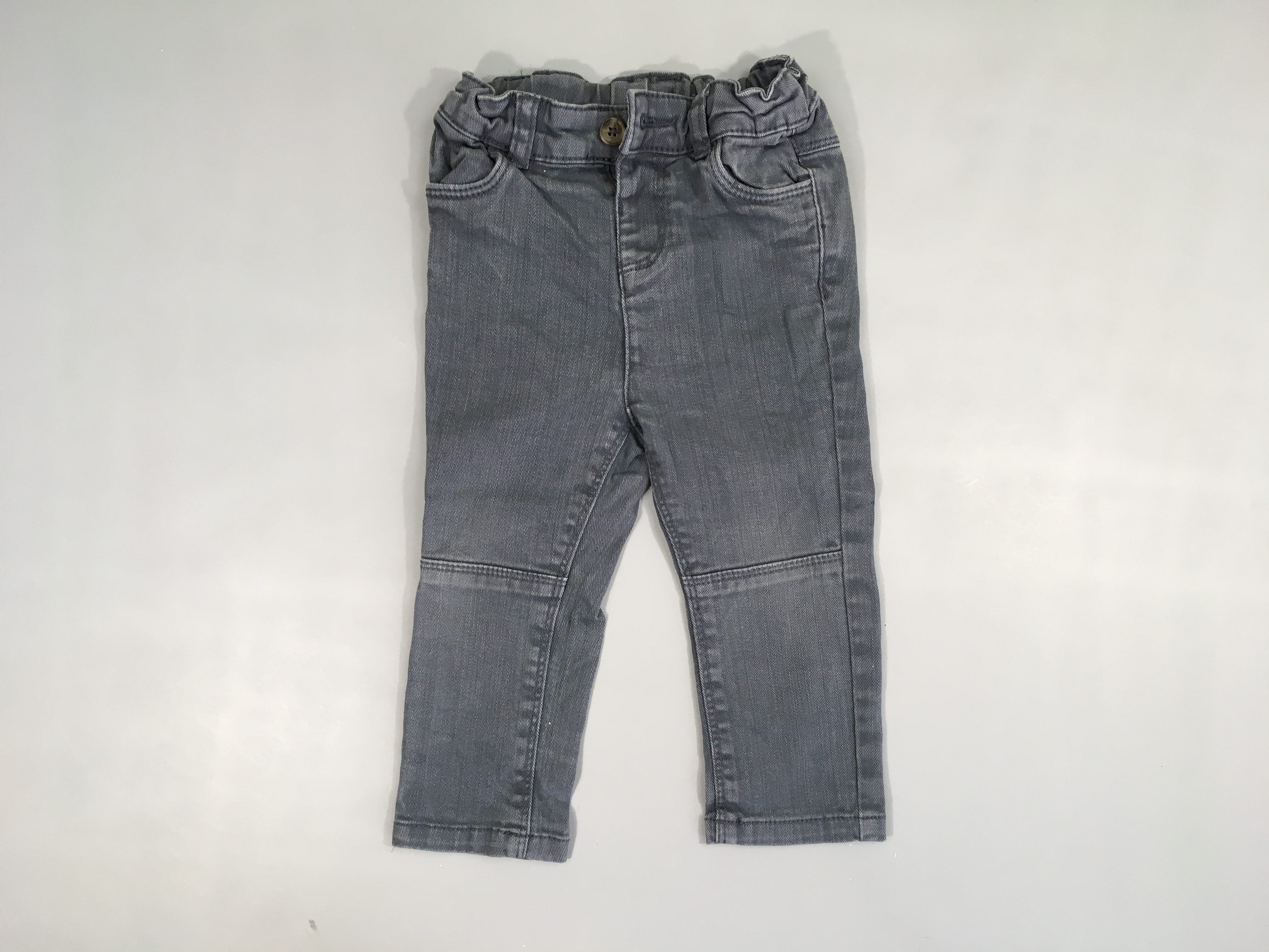 Jeans gris foncé taille élastique drapeau poche arrière