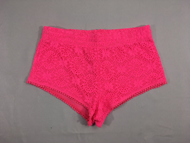 Short avec broderies rose néon, moins cher chez Petit Kiwi