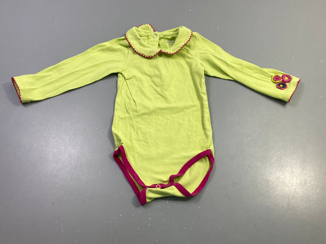 Body m.l vert clair fleurs crochet Bouloché, moins cher chez Petit Kiwi