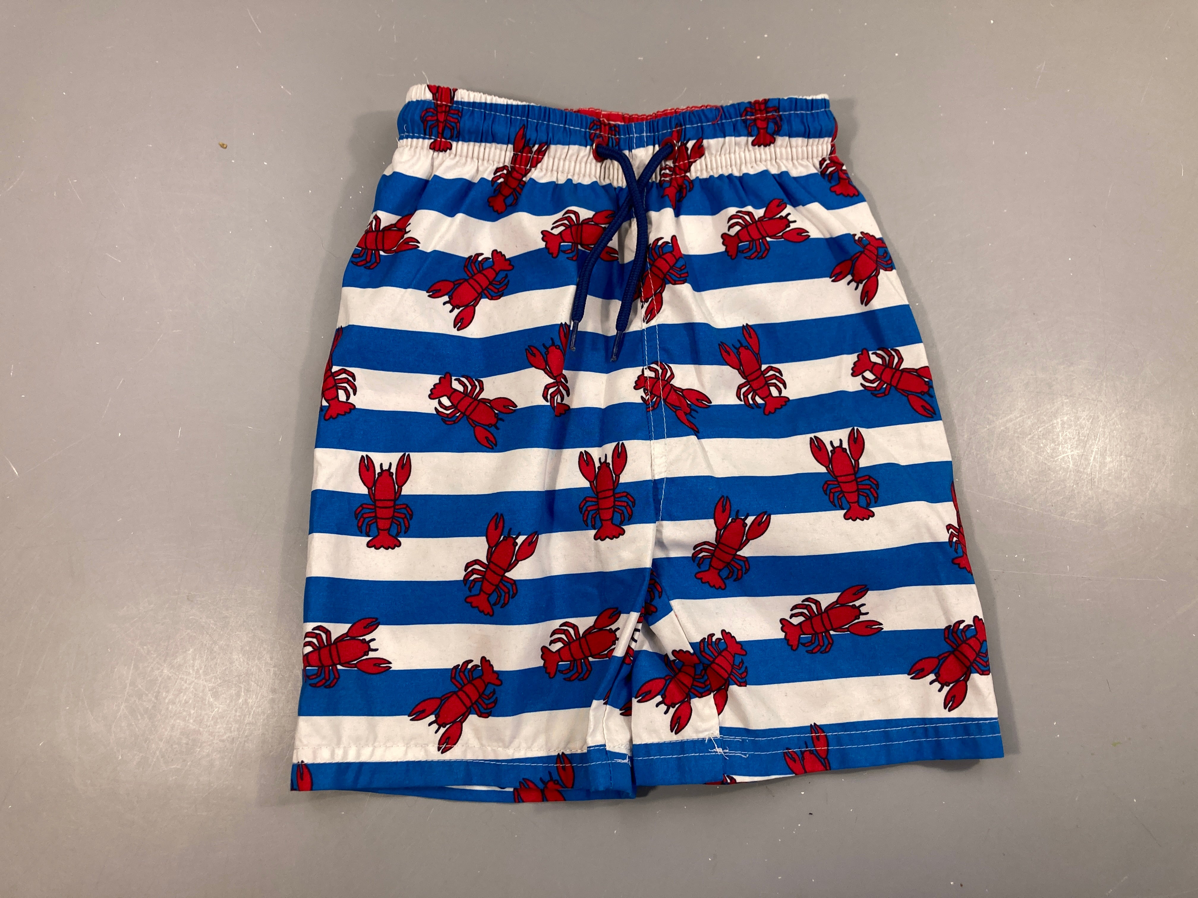 Maillot short bleu rayé blanc homards