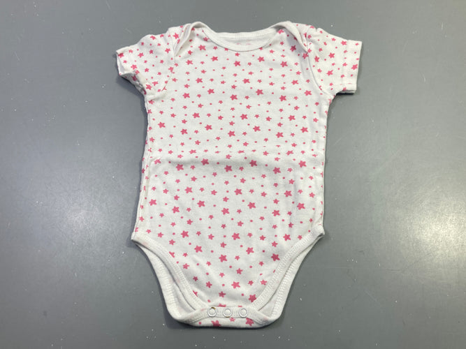 Body m.c blanc étoiles roses, moins cher chez Petit Kiwi