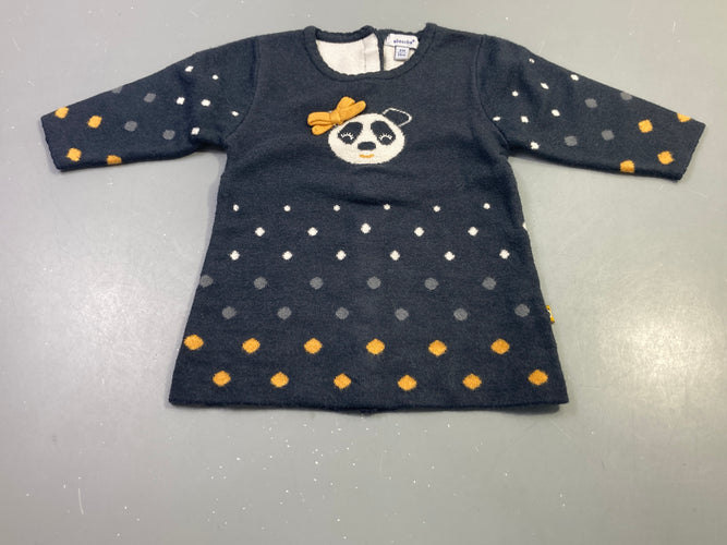 Robe m.l bleu marine pois panda maille, moins cher chez Petit Kiwi