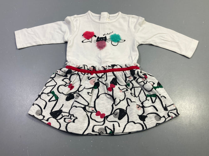 Robe m.l blanc animaux pompons, moins cher chez Petit Kiwi