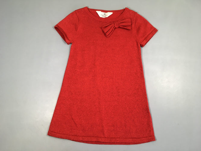 Robe pull m.c rouge pailletée noeud, moins cher chez Petit Kiwi