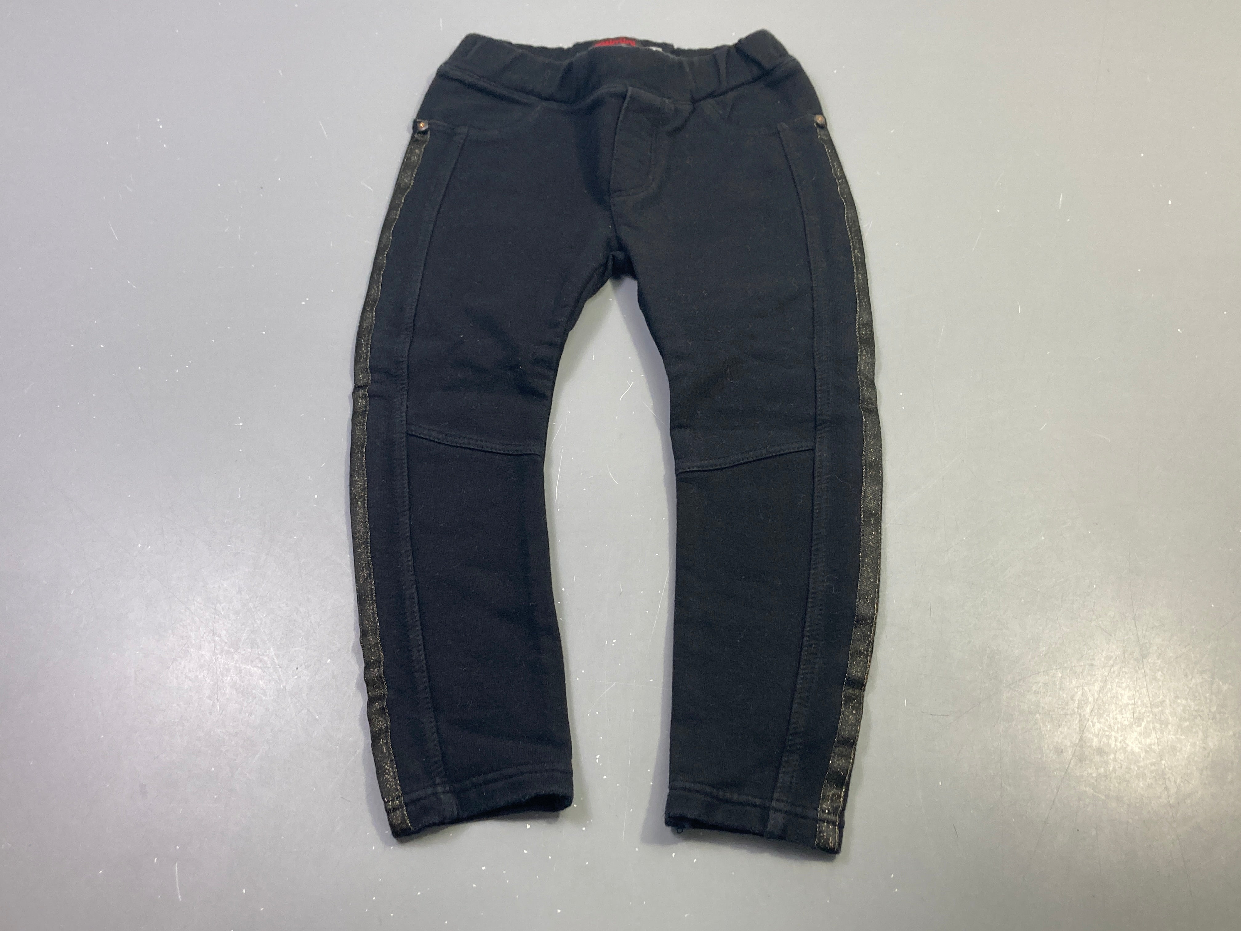 Jegging noir bandes lat argentées irisées