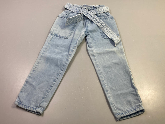Jean bleu clair ceinture, moins cher chez Petit Kiwi