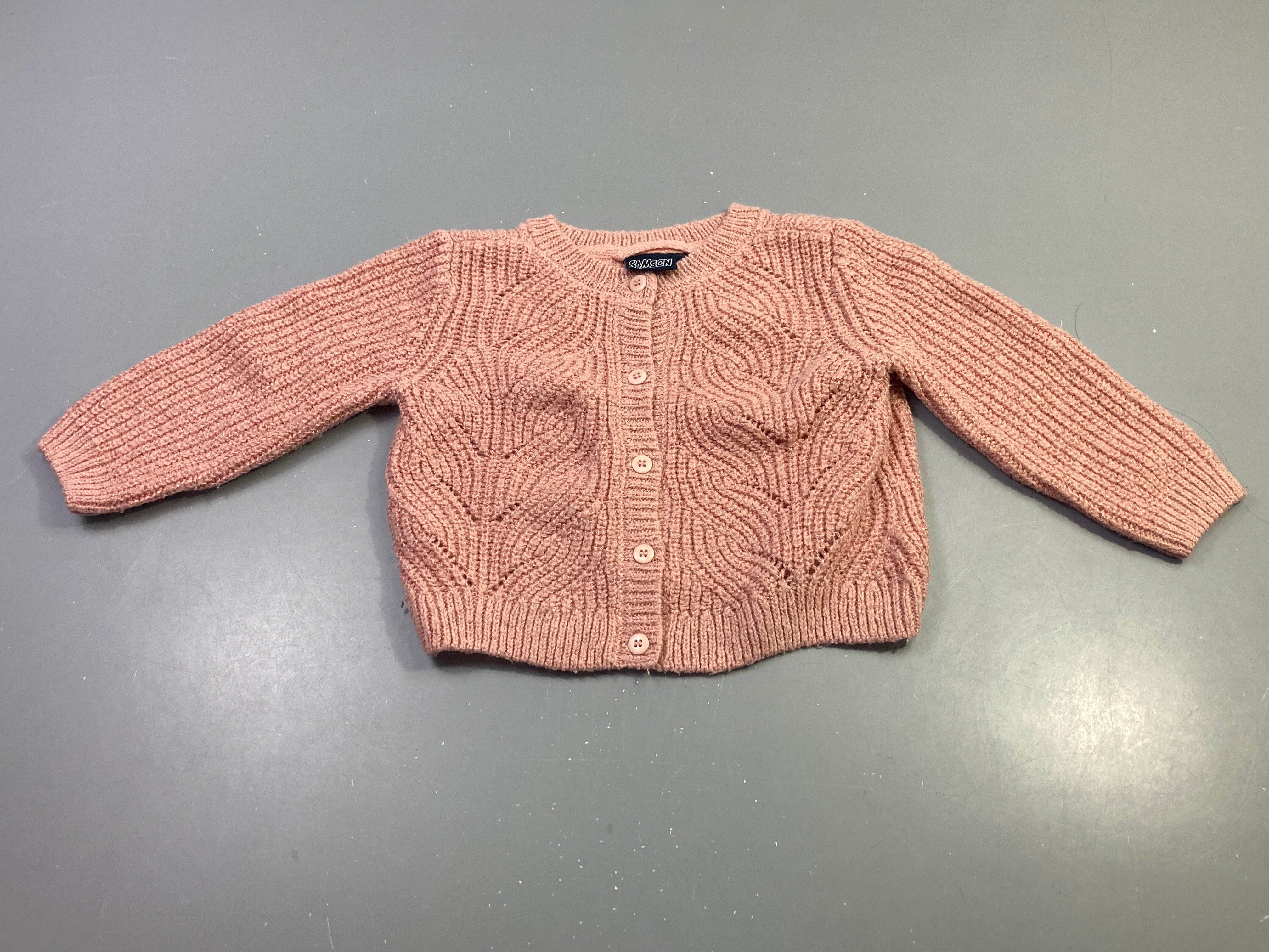 Gilet rose tricot torsadé irisé, Samson