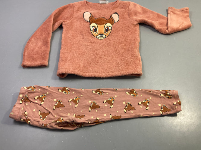 Pyjama 2pcs velours saumon Bambi, moins cher chez Petit Kiwi
