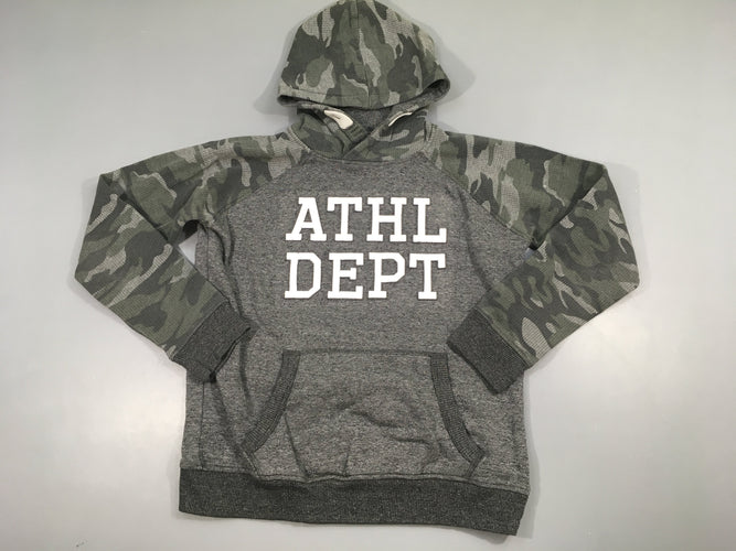 Sweat à capuche gris chiné motifs camouflage athl dept, moins cher chez Petit Kiwi