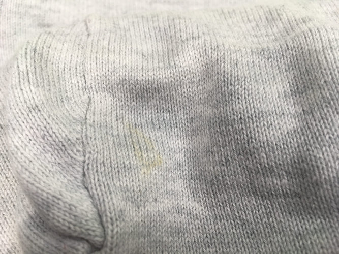 Gilet à capuche gris chiné doublé velours, petite tâche à la capuche, moins cher chez Petit Kiwi