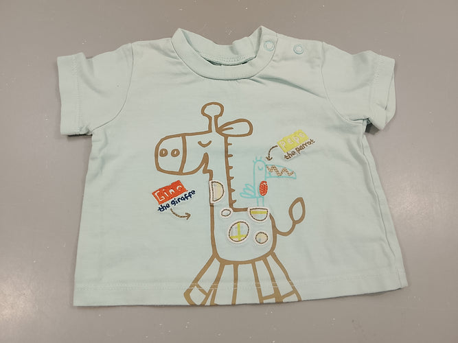 T-shirt m.c  bleu claire, girafe, moins cher chez Petit Kiwi