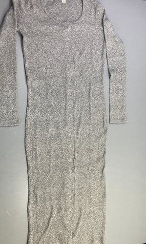Robe longue gris tricot côtelé boutonné, moins cher chez Petit Kiwi