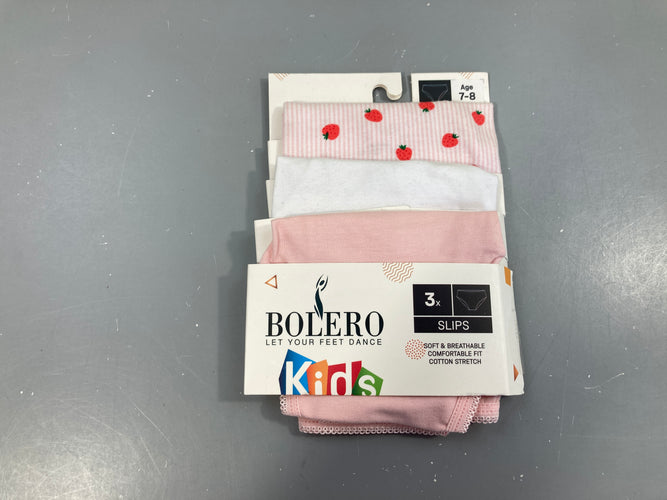 Neuf-3 Culottes blanc-rose-rayé fraises, moins cher chez Petit Kiwi