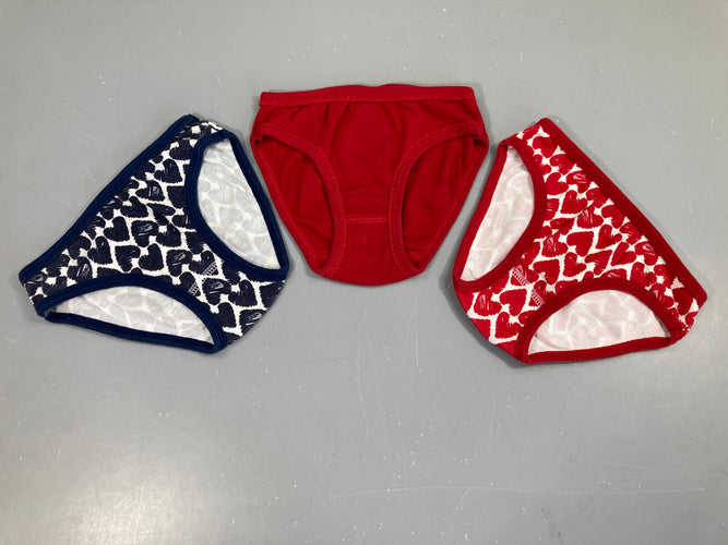 3 Culottes rouges-bleus coeurs, moins cher chez Petit Kiwi