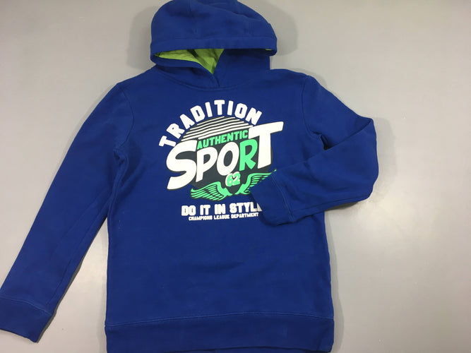 Sweat à capuche bleu tradition sport -Quelques fines taches blanchees, moins cher chez Petit Kiwi