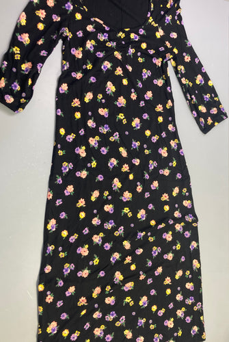 Robe m.l molleton noire petites fleurs, moins cher chez Petit Kiwi