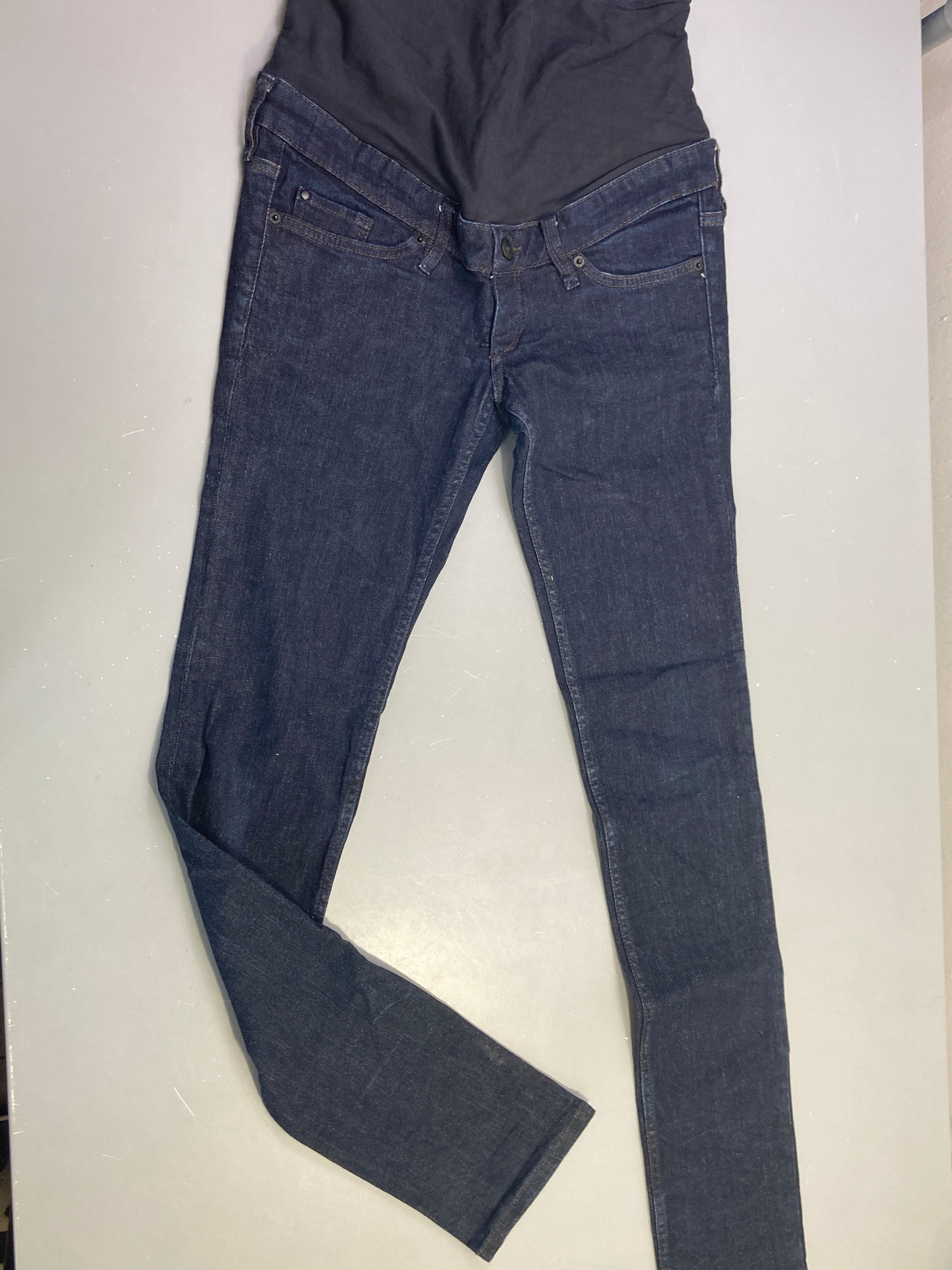 Jean slim bleu foncé bandeau ventre