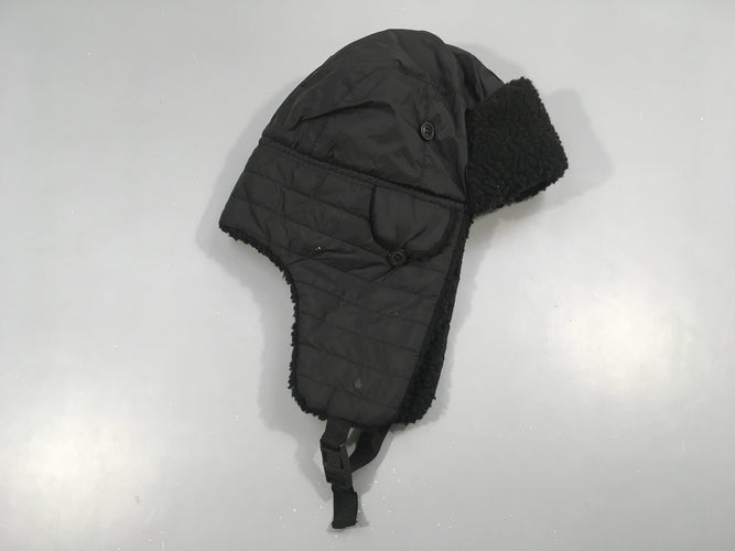 Chapka noire doublée Teddy, moins cher chez Petit Kiwi