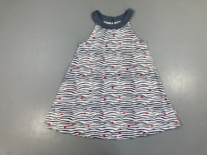 Débardeur jersey rayé blanc-bleu pois rouge, moins cher chez Petit Kiwi