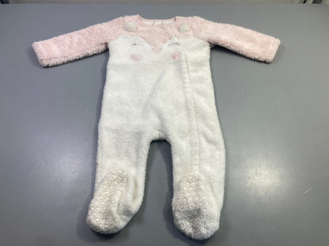 Surpyjama softy rose et blanc polaire ourson, moins cher chez Petit Kiwi